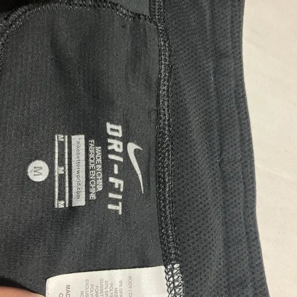 Nike Dri-Fit Womens Size Medium Gray Black Running Stretch‎ Legging Zipper Cuff